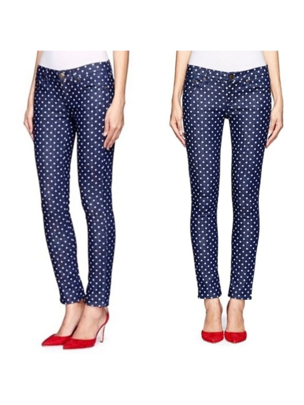 J. Crew sz 27navy white polkadot corduroy skinny toothpick jeans career casual